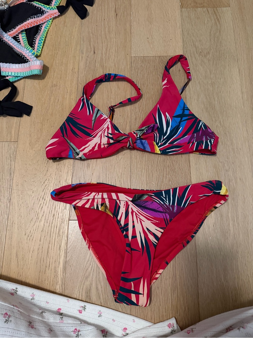 Red Carter Tropical Print Red Two-Piece Bikini